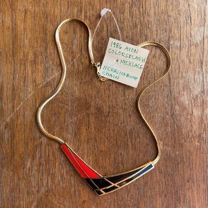 1986 AVON Color Splash Necklace - Red and Black Necklace
